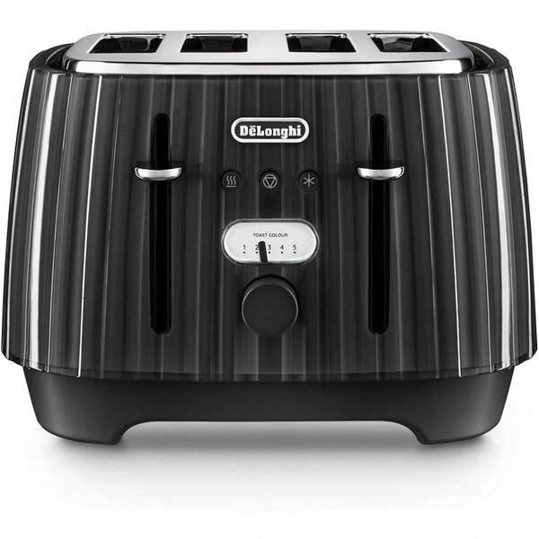 Ballerina Toaster 4 Slot Toaster Reheat 5 Browning Settings Defrost And Cancel Functions Pull Crumb Tray CTD4003.BK 1800W Black
