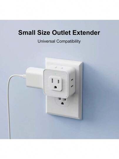 Extensor de enchufe múltiple de pared con enchufe, extensor de enchufe múltiple con salidas de 5AC, pequeño divisor de toma de corriente para viajes, hogar, oficina, dormitorio