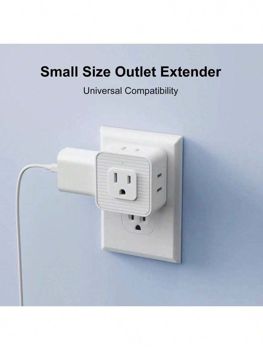 Wall Power Strip Extender With Plug, Multiple Socket Extender With 5 AC Outlets, Small Power Strip Splitter For Travel, Home, Office, Dorm - US A Type Plug(110-127V) - View 1