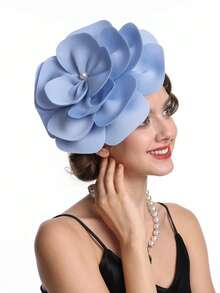 1pc Large Rose Flower Fascinators Hat Dainty Satin Fabric Big Camellia Flower Headband For Women Wedding Part Dance Clothes Accessories Jewelry Costume,For Summer Costume,Party - Flower Headband - View 16