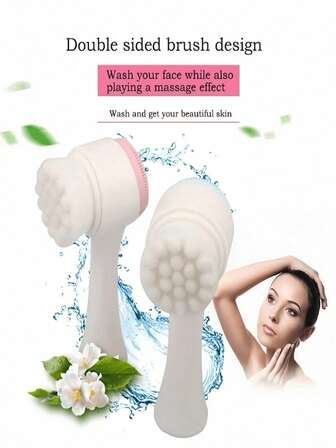 Manual Double-Sided Cleansing Brush, Soft Silicone Face Brush, Deep Cleansing, Gentle Exfoliation, Delicate Skin, Manual Makeup Remover, Deep Cleansing Facial Massager, Skin Care, Essential For Facial Cleansing, Skincare Accessories, Gifts For Women