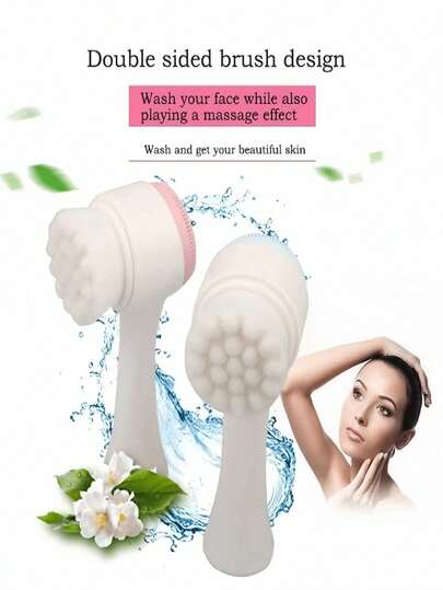 Cepillo de limpieza manual de doble cara, cepillo facial de silicona suave, limpieza profunda, exfoliación suave, piel delicada, desmaquillador manual, masajeador facial de limpieza profunda, cuidado de la piel, esencial para la limpieza facial, accesorios de cuidado de la piel, regalos para mujeres