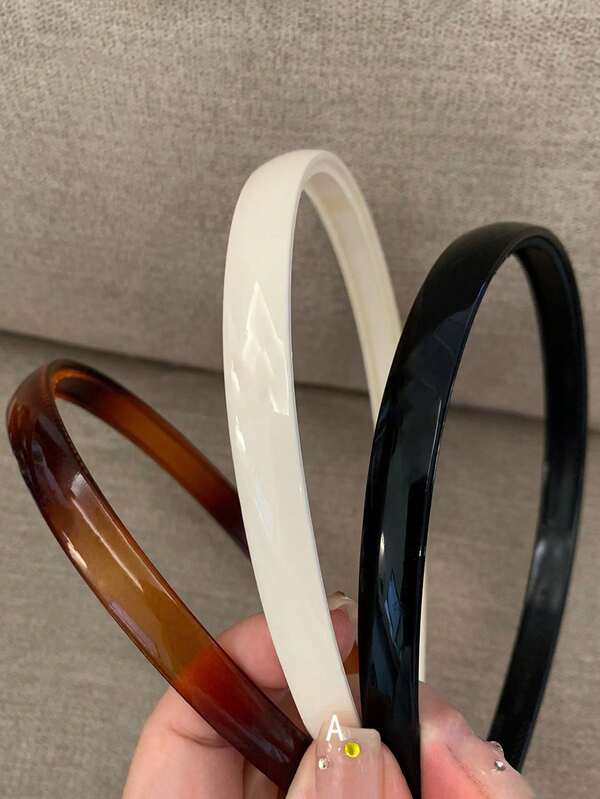 3pcs/1pc 38cm/14.96in Circumference Black, White, Tortoiseshell Minimalist Non-Slip Serrated Lightweight Plastic Headband, Fashion Versatile High-End Elegant Simple Minimalist Style, Suitable For Daily, Outdoor, Beach, Party, Commute, Vacation, Hair Styling, Washing Face, Makeup, Outfit Accessory
