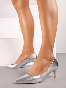 Stilettos clásicos con plantilla - Plateado - Ver 1