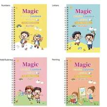 1pc Kids Groove Handwriting Practice Copybook, Stroke, Number, Pinyin Basis Fun Grip Training, Children's Learning Workbook, Groove Notebook To Correct Writing Habits, Learning Supplies - Multicolor - View 5