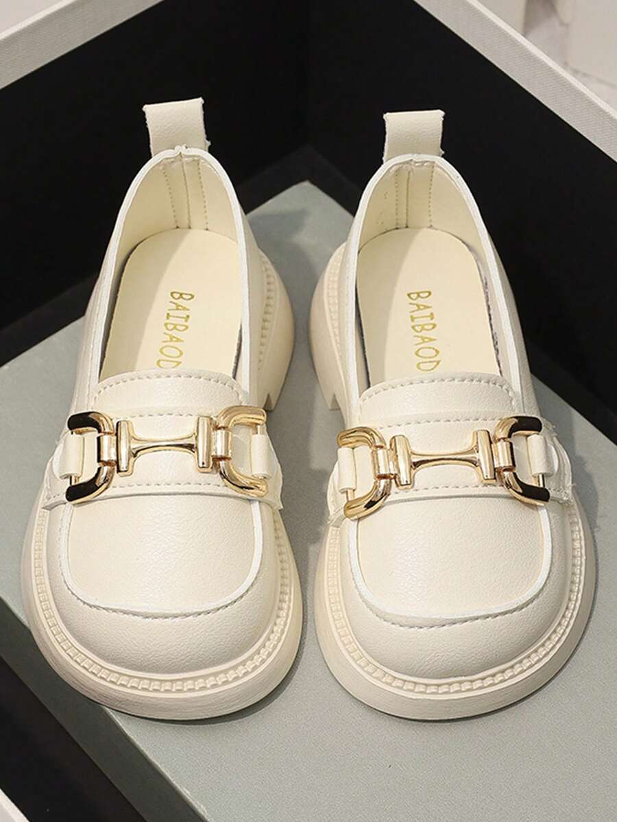 1 par de zapatos de bebé de unicolor con puntera redonda, decoración de remaches y diseño slip-on, transpirables y adecuados para festivales, fiestas y todas las estaciones