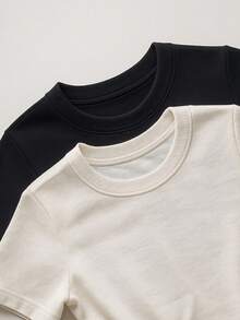 Kit 2 Women's Ribbed Ribbed Blouse Basic Blouse - 黑與白 - 查看 2