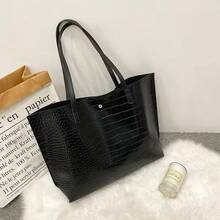 Bolso de mano de mujer con estampado de cocodrilo, bolso de hombro minimalista para ir al trabajo, bolso de compras de gran capacidad, bolso de mano casual multifuncional