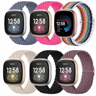 Compatible With Fitbit Sense/Sense 2/Versa 3/Versa 4 Bands For Woman Men, Braided Stretchy Soft Nylon Strap Compatible With Fitbit Sense 2 Bands/Sense Bands/Versa 3 Bands/Versa 4 Bands Accessories
