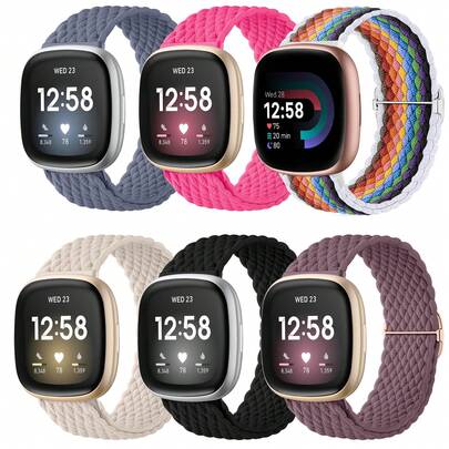 Compatible With Fitbit Sense/Sense 2/Versa 3/Versa 4 Bands For Woman Men, Braided Stretchy Soft Nylon Strap Compatible With Fitbit Sense 2 Bands/Sense Bands/Versa 3 Bands/Versa 4 Bands Accessories