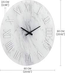 Modern Wall Clock - 23.62 Inch Frameless Marble Glass Wall Clock With Roman Numerals, Non-Ticking Large  Decorative Clock - SF-MC585 - Xem 2