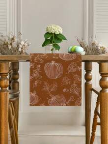 1pc Autumn New Maple Leaf & Pumpkin Thanksgiving Decor, Multi-Size Options, Table Runner, Christmas Decoration, Home Decor, Fireplace Mantel Scarf, Glass Door Curtain, Entryway Decor, Dining Table Decor, Bedroom Decor, Bed Scarf