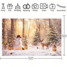 1 خلفية "ستارة غابة عجائب الميلاد: رجال الثلج والأيائل والفوانيس تضيء سماء الشتاء، وتخلق جوًا دافئًا واحتفاليًا! الخلفية المثالية لجلسة التصوير الخاصة بك، وإضافة لمسة من الخيال إلى عيد الميلاد الخاص بك!" لافتة حفلة، متوفرة بأحجام متعددة - متعدد الألوان - مشاهدة 7