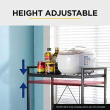 Viviendo Microwave Oven Shelf Rack Carbon Steel Kitchen Countertop Organizer Width And Height Adjustable Kitchen Organiser Storage 2 Tier Black