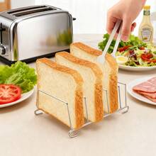 1件/1套不锈钢家用吐司烤架烘焙心形面包夹组合工具，厨房配件，节日用品，返校用品，圣诞节，万圣节，不锈钢吐司面包架餐厅家用面包架 - 銀色 - 查看 7