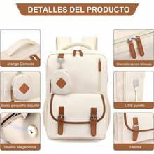 Mochila portátil, mochila de viaje, mochila Casual para hombres y mujeres, tela impermeable y duradera con bolsillo multifuncional, adecuado para viajes, negocios y así sucesivamente. - gris - Ver 3