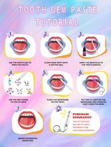 290pcs Tooth Gem Kit,12 Grid Y2K DIY Crystals Jewelry Kit (With Teeth Gems Glue), Professional Fashionable Tooth Gems For Teeth, Teeth Jewelry Starter Kit (NO UV Light) - Multicolor - View 10
