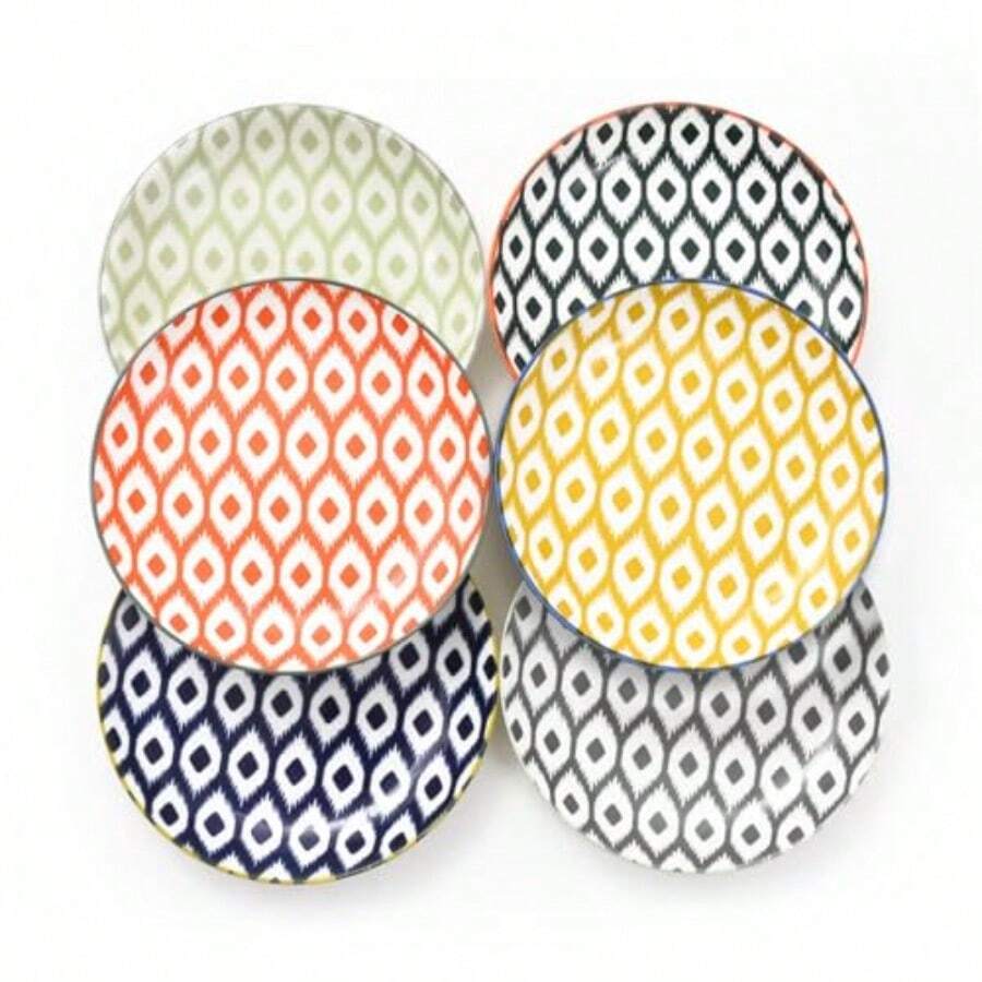 Small Dessert Plates Set Of 6 Ceramic Appetizer Plates 15cm Colorful Salad Plates Mini Dinner Plates Porcelain Serving Dishes For Snack Fruit Cake