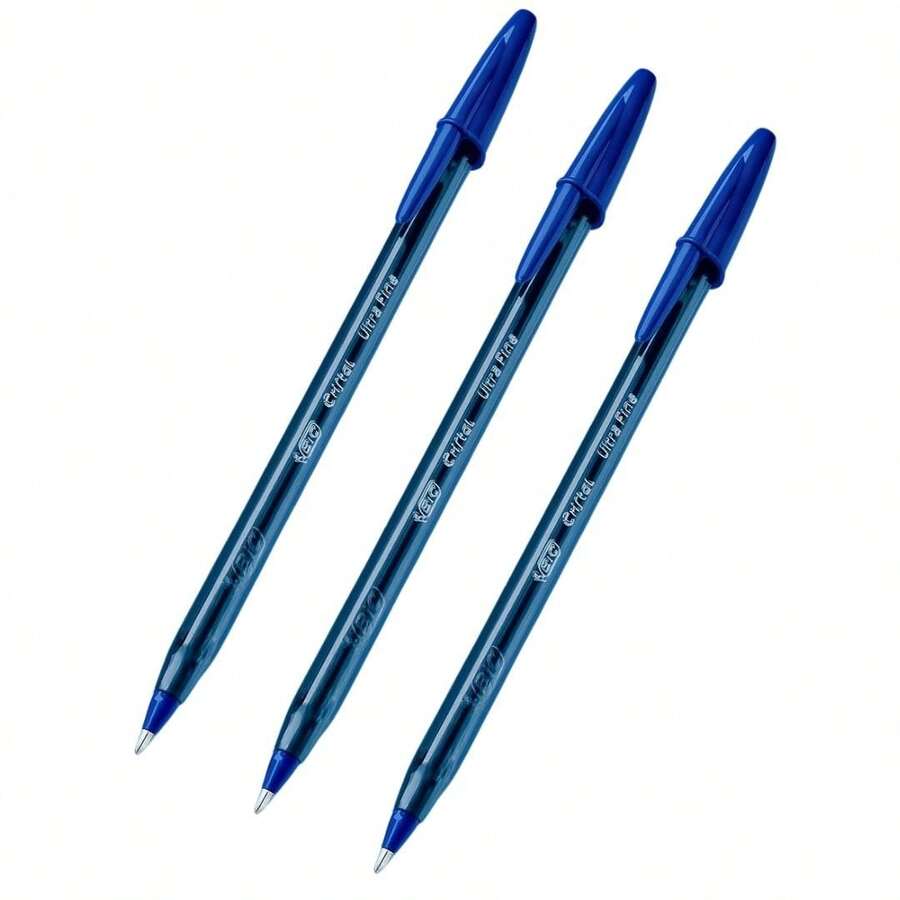 Bic Cristal Ultra Fine Pen Kit 3, 0.7mm Fine Point – Smooth Writing - 3 Blues - View 1