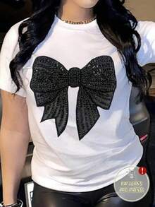Camiseta de Mujer con Estampado(Personalizado) - Corte Suelto, Cuello Redondo, Perfecta para Oficina y Viajes, Envío en México​ - Blanco y Negro - Ver 1