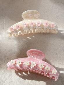 1pc Women's New Sakura Bun Claw Clip, Large Acrylic Rhinestone Hair Claw Hair Clip, Niche Exquisite Hair Accessory Winter Hair Clutch