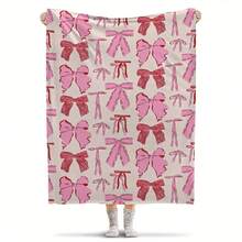 Pink Bow Patterned Fleece Blanket - 39.37x59.06inch, 51.18x59.06inch, 78.74x59.06inch - Soft, Comfortable, And Versatile For All Seasons