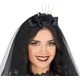Fiestas Guirca Faixa de cabeça de Halloween com véu preto, coroa de flores escuras e ossos decorativos para fantasias, acessórios para meninas e adultos, ideal para festas temáticas, cosplay e celebrações do Dia dos Mortos - Multicolorido - Ver 2