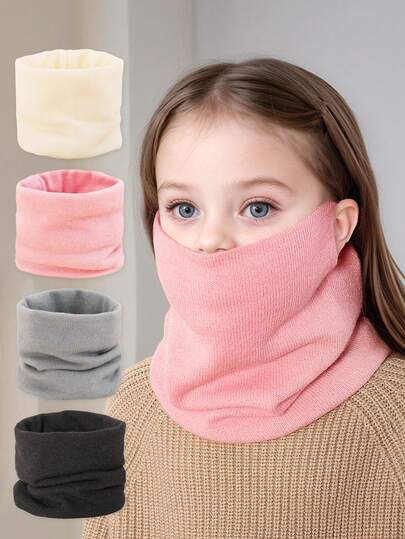 1 件 Hgvcfcv 儿童纯色羊毛针织颈罩 滑雪户外保暖女童小号颈罩