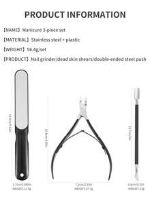 3pcs Stainless Steel Professional Foot & Hand Care Manicure Pedicure Set, Effective Callus Remover, Gel Nail Polish Removal, Nail Shaping & Polishing, Salon Use