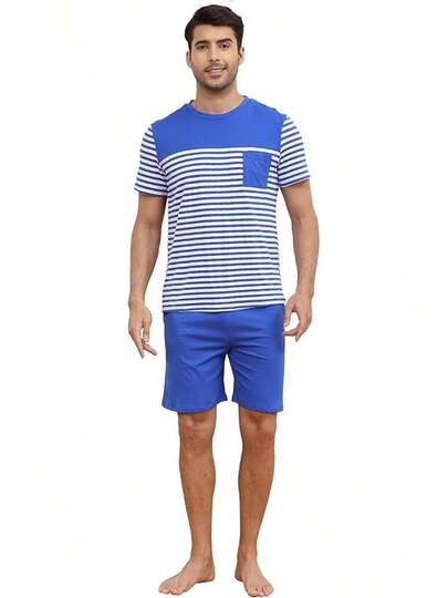 Pijama Hombre Verano Algodon Natural - Manga Corta + Pantalon Corto Transpirable Ligero S-XXL