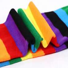 2 Pairs Kit Of Fun Rainbow Striped Socks Comfort And Style For All Ages - Light High + Dark High - View 4