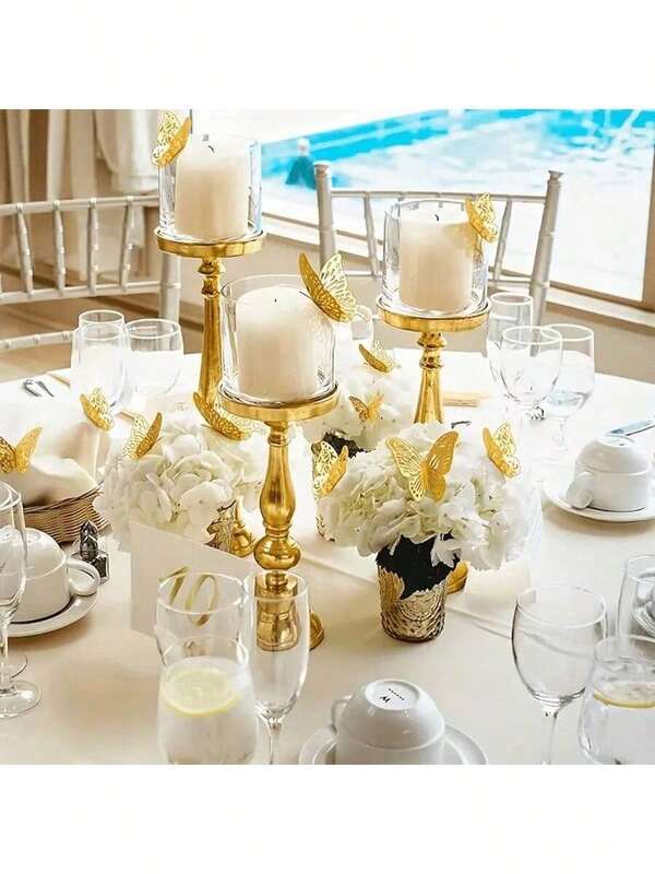 12Pcs/Set 3D Hollow Butterfly Wall Sticker Cake Decor Toppers Wedding Decor Living Room Home Decor Butterflies Stickers Gender Reveal Party Decor,Halloween For Holiday Gift Giving