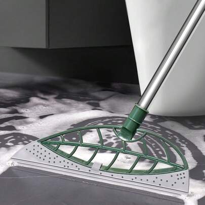 厨房/浴室地面清洁魔法空气扫帚升级版刷、扫、刮、擦三合一，用于缝隙或地板清洁，180°旋转长柄硅胶扫帚套装，可清洁宠物毛发、番茄酱、玻璃碎片
