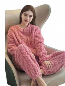 Pijama Trenzada para Dama Unitalla Suave y Confortable para el Invierno Talla Única para Todas con Diseño Moderno y Atractivo y Material Polar de Alta Calidad - Rosa - Ver 1