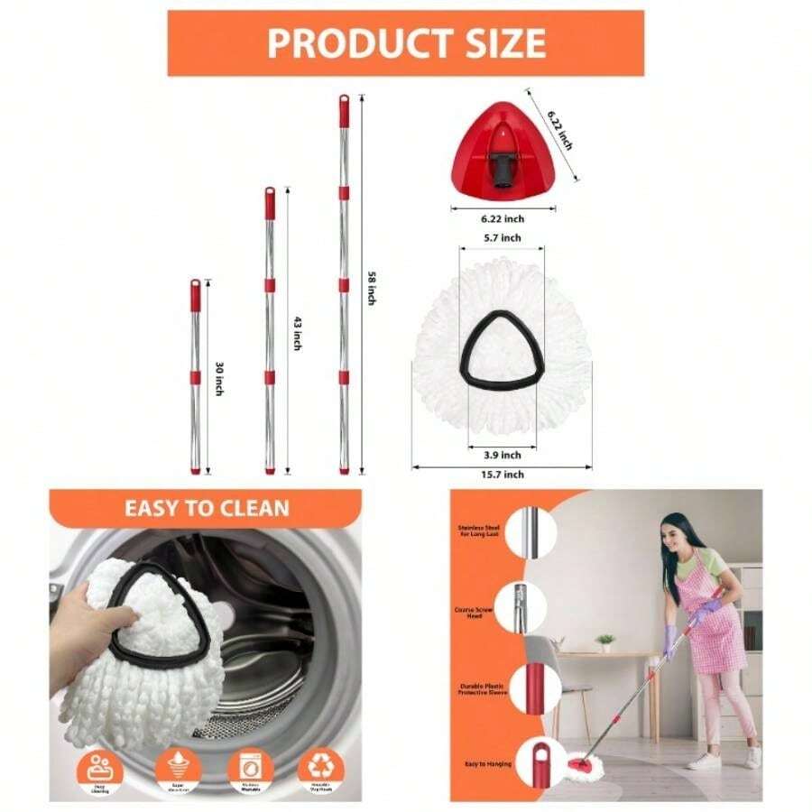 Scrub Brush, 2 Pack Spin Scrub Brush Compatible O Cedar Easywring 1 System, Stiff Bristle Cleaning Brush Kitchen Bathroom And Various Hard Surfaces - 2+1+1拖把套裝 - 查看 1