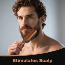 Wave Brush With Natural Boar Bristles Black Walnut Wood Handle Daily Styling Essential Smooth Waves Shiny, Frizz - Hair Man - màu đen - Xem 8