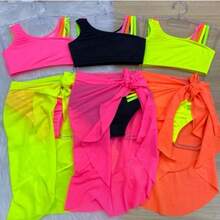 Kit Biquini com saída de praia 2 ao 16 - Rosa chiclete - Visão 2