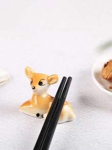 ¡Feliz Navidad! Plato de servir de cerámica con diseño de reno navideño, soporte para palillos chinos, soporte para tenedor y cuchara con diseño de ciervo de dibujos animados, cojín de vajilla para uso diario, soporte decorativo para bolígrafos, decoración de mesa navideña, decoración de mesa para fiestas.