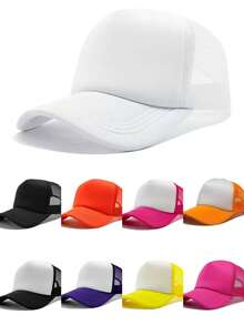 gorra malla con esponja gorra deportiva malla transpirable esponja interna comodidad ajuste moderno visera curva moda juvenil urbana accesorios eventos uso diario adultos niños jóvenes - Blanco - Ver 2