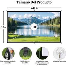 OPKOJIHY Pantalla para Proyector de Pulgadas,16:9 Pantalla De Proyección Resistente a Las Arrugas,Visualización de Proyección Portátil con 8 Ganchos,Pantalla de película,para Camping,Oficina - 1 - Ver 7