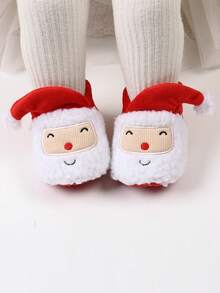圣诞婴儿男女宝宝舒适羊毛短靴新生儿拖鞋冬季保暖防滑婴儿床鞋 - 紅色 - 查看 12