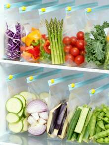 Bolsas reutilizables de almacenamiento de alimentos con cierre hermético, S/M/L, bolsas congeladoras gruesas, color azul, aptas para microondas, adecuadas para la conservación de alimentos y el almacenamiento categorizado