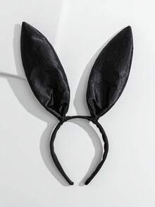 1pc Halloween Satin Bunny Ear Headband, Suitable Holiday Party Costume