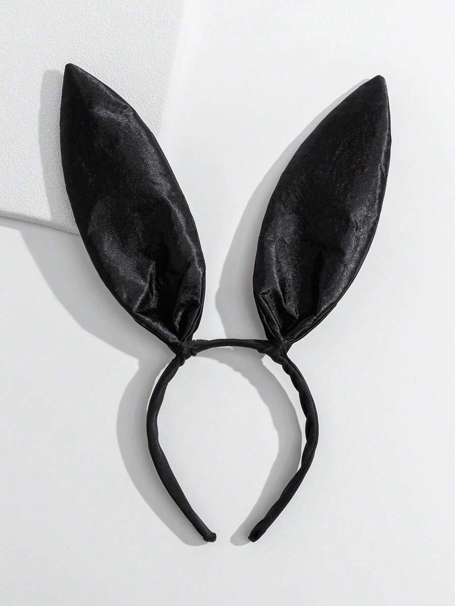 1pc Halloween Satin Bunny Ear Headband, Suitable Holiday Party Costume