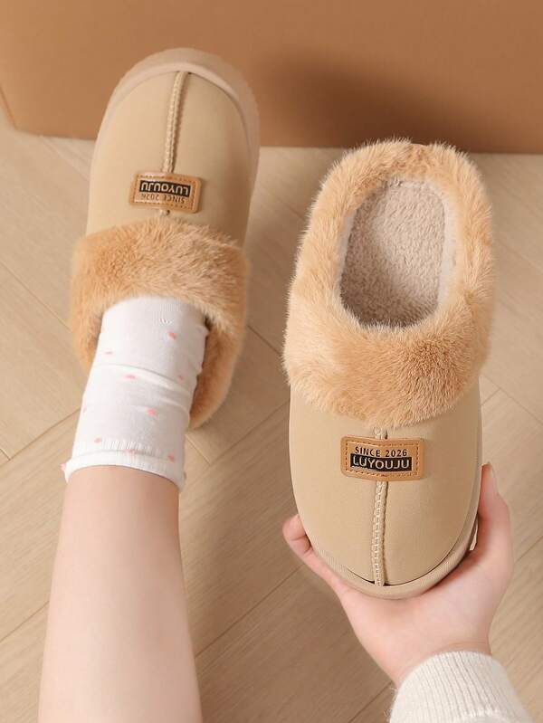 Pantufas femininas de algodão macio e fofinho, de cor sólida. Pantufas confortáveis e quentes para uso interno. Pantufas duráveis e antiderrapantes para uso interno/externo. Pantufas confortáveis e quentes para uso doméstico. Forro de lã grossa. Pantufas de algodão macias, confortáveis e quentes, essenciais para uso doméstico. Pantufas femininas lã com sola grossa e bico fechado. Sapatos de neve para uso externo, calçados sem cadarço adequados para uso interno e externo, sola antiderrapante de PVC.