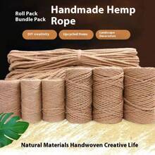 1 根天然黄麻绳，手工麻绳丝带，适用于 DIY、缝纫、婚礼、派对装饰、圣诞节 - 厚度从 1 毫米到 14 毫米不等 - 粗麻绳