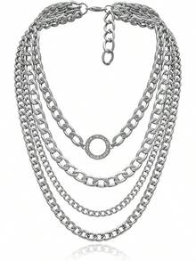Chunky Necklaces For Women Punk Chain Silver Statement Collar Necklace - loại A 7 - Xem 9