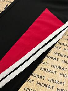 时尚拼接女士长裤，宽松长款，撞色拼接设计，提升叠穿造型，适合日常通勤和休闲穿着，黑色春季款 - 黑色 - 查看 6