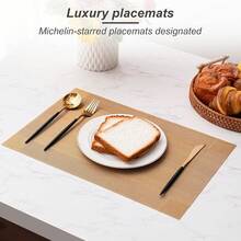 Washable Vinyl Placemats Set Of 4 For Indoor/Outdoor Use - B-four-corner-gold - View 9