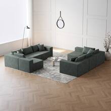 188-Inch Corduroy  Modular L Shaped Sectional Sofa,Luxury Floor Couch Set,Upholstered Indoor Furniture,Foam-Filled Compressed Sofa For Living Room,Bedroom,8 Pc Free Combination